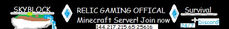 Relic Gaming Official Minecraft Server Minecraft Server banner